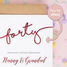 Personalised Ruby Wedding Anniversary Card for Parents or Grandparents – 40 Years