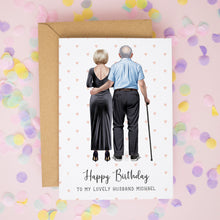 Personalised Happy Birthday Card for Husband – Elderly Couple Design