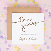 Personalised 10th Wedding Anniversary Card, Tin Wedding Anniversary Card