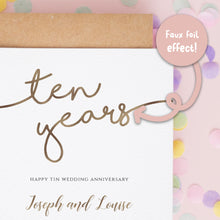 Personalised 10th Wedding Anniversary Card, Tin Wedding Anniversary Card