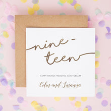 Personalised 19th Wedding Anniversary Card, Bronze Wedding Anniversary Card