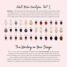 a collection of different hairstyles, each with a corresponding skin tone, and provides a line of customizing options for the hairstyles.