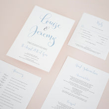 Grey & Dusty Blue, Pocketfold Invitations, PF-022