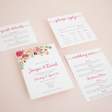 Hot Pink Flowers, Pocketfold Invitations, PF-037
