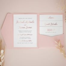 Dusty Pink & Rose Gold, Pocketfold Invitations, PF-032