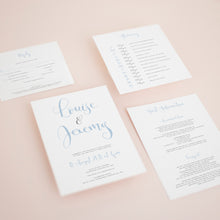 Grey & Dusty Blue, Pocketfold Invitations, PF-022