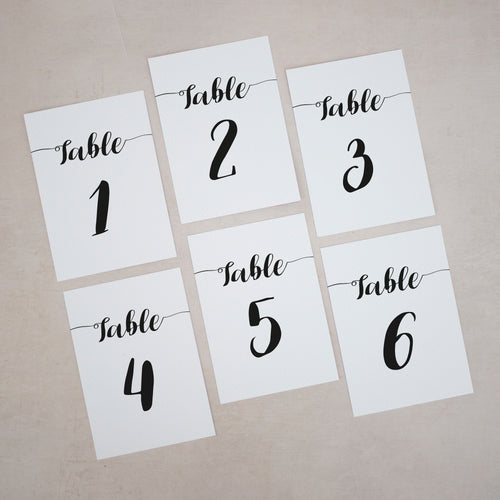 Monochrome, Wedding Table Number Cards, #001