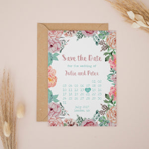 Dusky Pink Flowers, Save the Dates #002