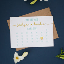 Turquoise & Gold Heart, Save the Dates #003