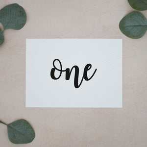 Simple Numbers, Wedding Table Number Cards, #007