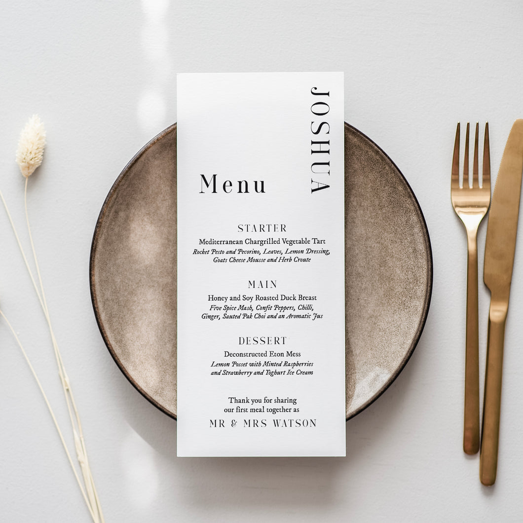 Monochrome Wedding Table Menus #011