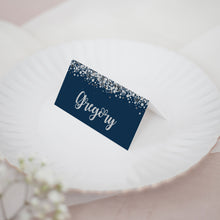 Navy & Silver Confetti // Wedding Place Cards // #15