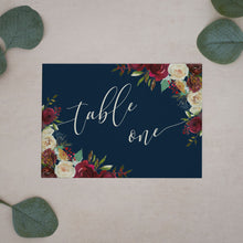 Autumnal Florals, Wedding Table Number Cards, #016