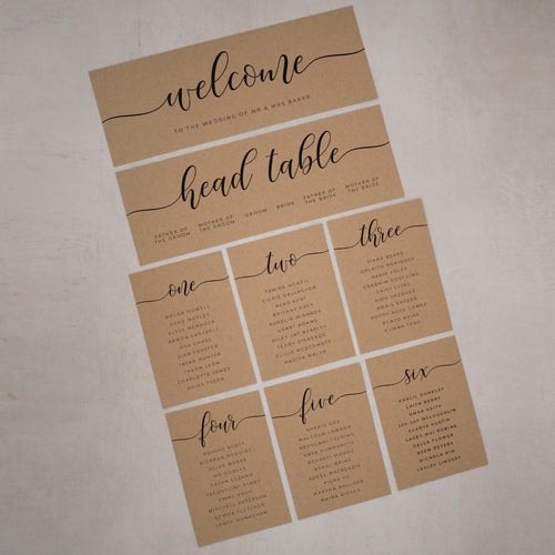 Kraft Individual Seating Plan Cards #017