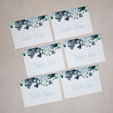 Dusty Blue Florals, Wedding Table Number Cards, #018