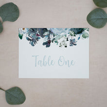 Dusty Blue Florals, Wedding Table Number Cards, #018