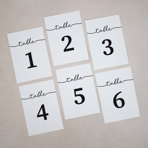 Simple Monochrome, Wedding Table Number Cards, #021