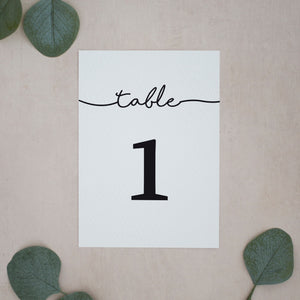 Simple Monochrome, Wedding Table Number Cards, #021