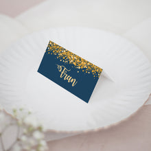 Navy & Gold Confetti // Wedding Place Cards // #024