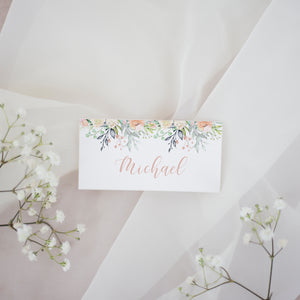 Blush & Navy Florals // Wedding Place Cards // #27