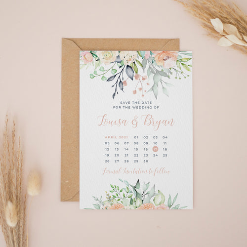 Blush Florals, Save the Dates #042