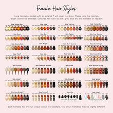 a chart of female hair styles