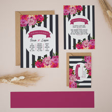 Monochrome Stripes & Peonies, Wedding Invitation Suites and Bundles, #1382