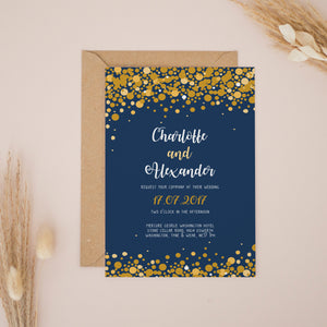 Navy & Gold Confetti, Wedding Invitation Suites and Bundles, #1528