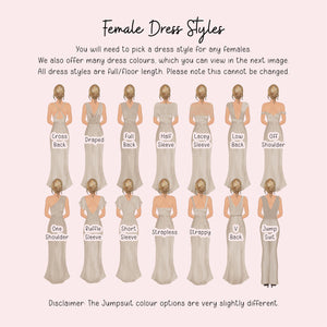 The image is a collage of various female dress styles, each with different back designs and sleeve types, presented in a visual format.