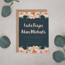 Navy & Peach Flowers, Wedding Invitation Suites and Bundles, #2287