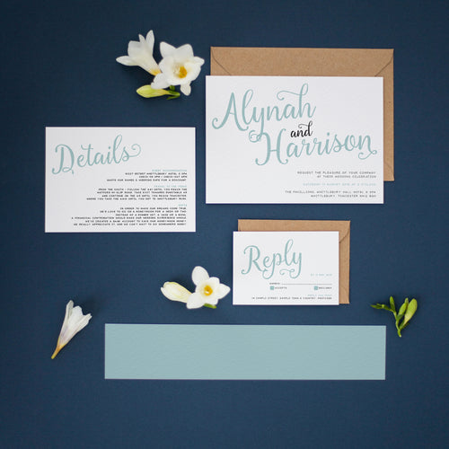 Dusty Blue, Wedding Invitation Suites and Bundles, #2352