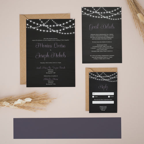 Midnight Fairy Lights, Wedding Invitation Suites and Bundles, #2354