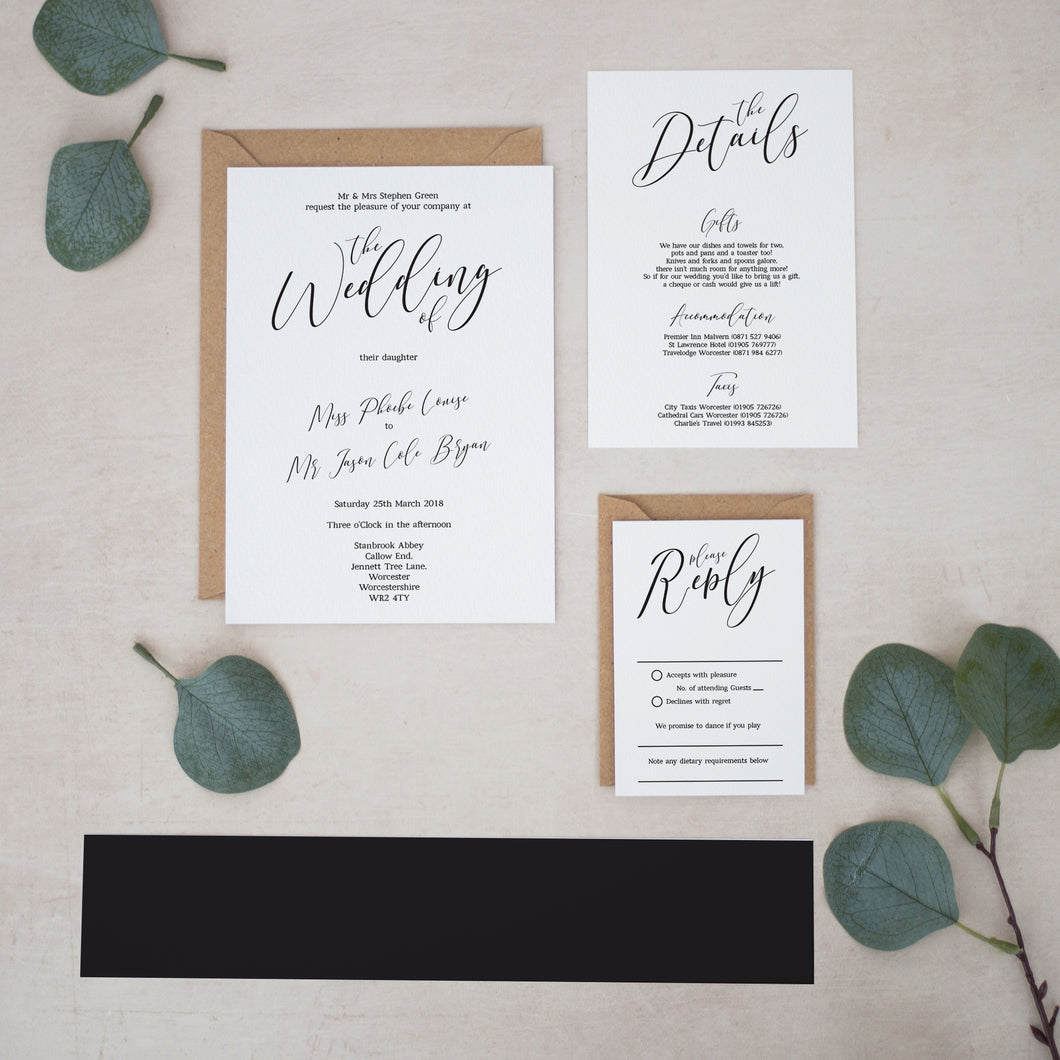 Traditional Monochrome, Wedding Invitation Suites and Bundles, #2357