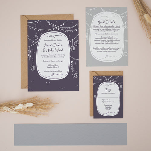 Purple Midnight Boho, Wedding Invitation Suites and Bundles, #2363