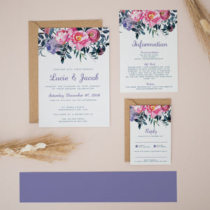 Lavender & Pink Florals, Wedding Invitation Suites and Bundles, #2378