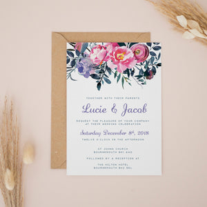 Lavender & Pink Florals, Wedding Invitation Suites and Bundles, #2378