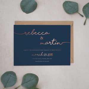 Navy & Rose Gold, Wedding Invitation Suites and Bundles, #2380