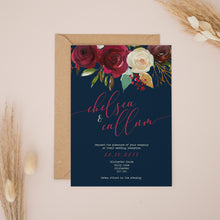 Navy & Red Florals, Wedding Invitation Suites and Bundles, #2386