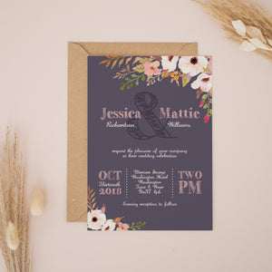 Dusky Purple & Ivory, Wedding Invitation Suites and Bundles, #2387