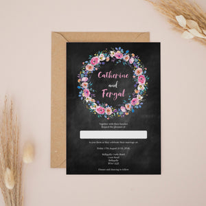 Pink Peony Wreath, Wedding Invitation Suites and Bundles, #2389