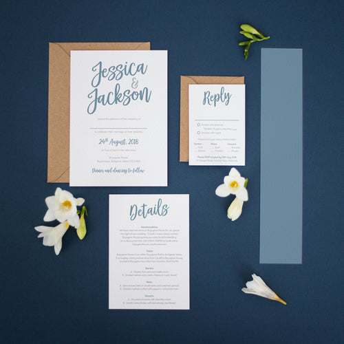 Cornflower Blue Invitation Set, Wedding Invitation Suites and Bundles, #2398