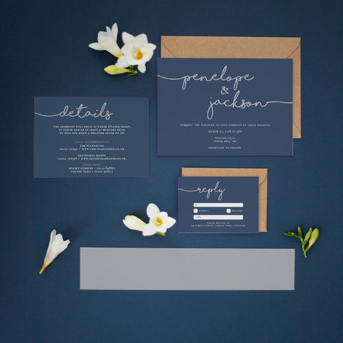 Navy & Silver, Wedding Invitation Suites and Bundles, #2404