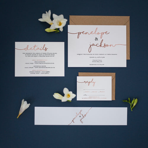 Rose Gold & Navy, Wedding Invitation Suites and Bundles, #2405