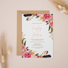 Blush & Fuchsia Boho Florals, Wedding Invitation Suites and Bundles, #2406