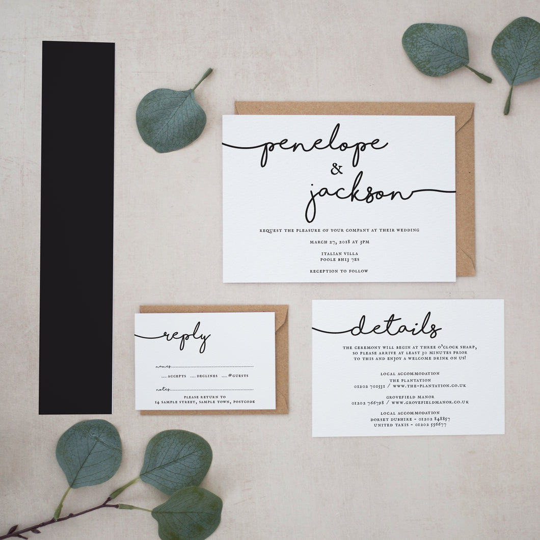 Simple Calligraphy, Wedding Invitation Suites and Bundles, #2407