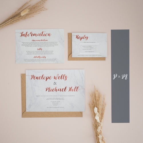 Marble & Copper, Wedding Invitation Suites and Bundles, #2408