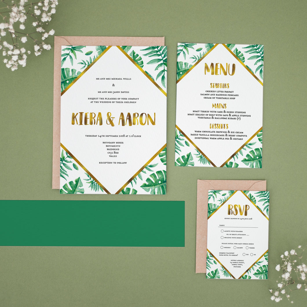 Tropical Gold, Wedding Invitation Suites and Bundles, #2411