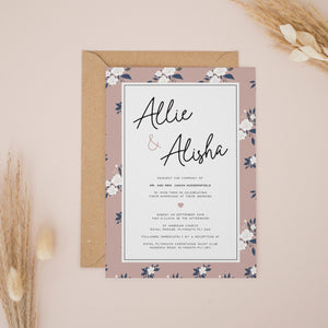 Dusty Pink Florals, Wedding Invitation Suites and Bundles, #2421