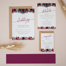 Burgundy & Navy Florals, Wedding Invitation Suites and Bundles, #2425