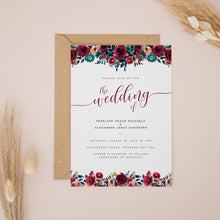 Burgundy & Navy Florals, Wedding Invitation Suites and Bundles, #2425